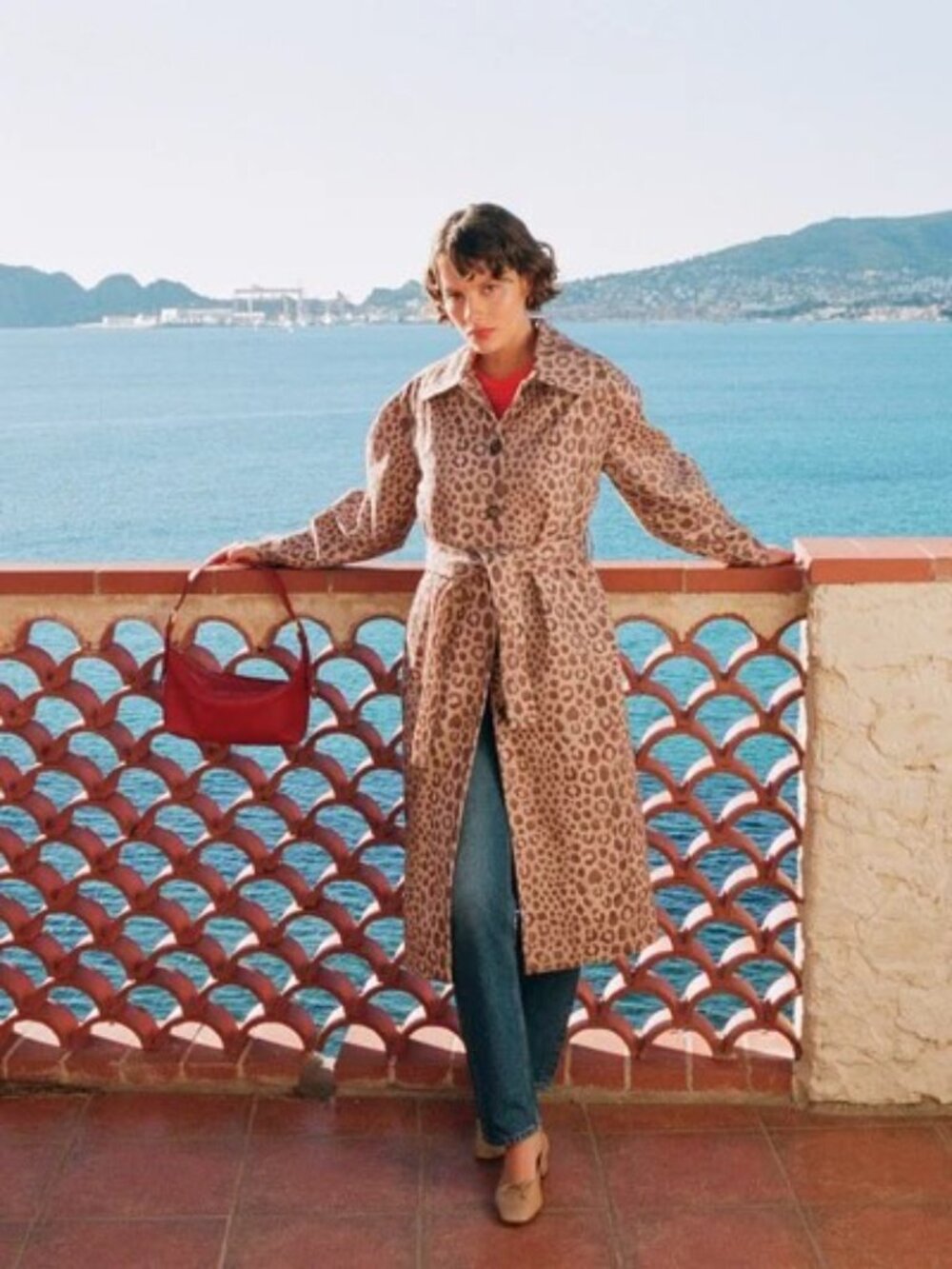 Share Rouje Gerard Savana Marron animal print trench coat size 36 US 4